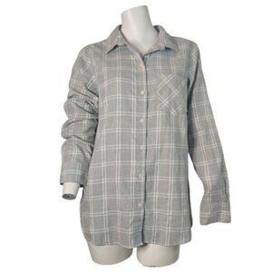 Womans Old Navy Gray Plaid The Classic Shirt Button Down